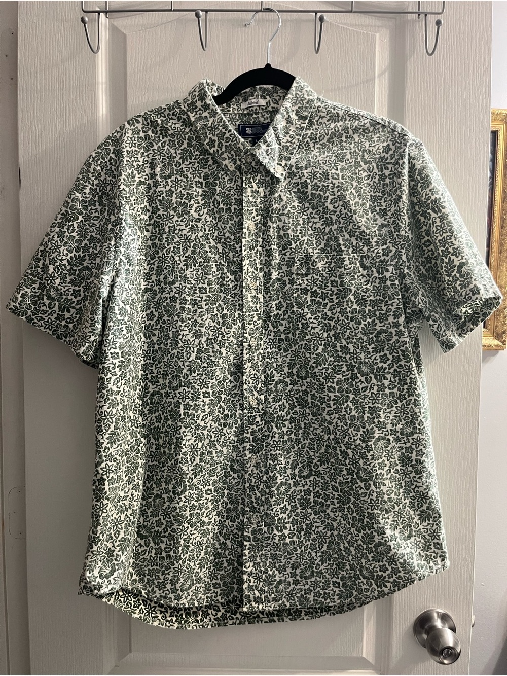 Reyn Spooner Men's L Tailored Button-Up Shirt Short Sleeve Floral Green White